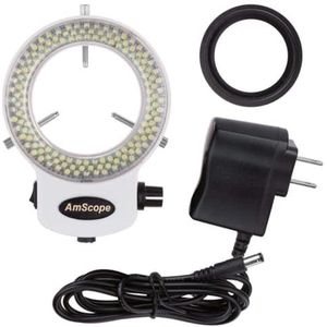 AmScope LED 144W-ZK wit instelbare 144 LED Ring Light Illuminator voor stereomicroscoop en camera