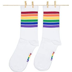 Roits Sokken Pride Wit Heren en Dames - Socks Regenbogen Vlag Regenboog lgtb Sportsokken Vrouw Parade Accessoires Rainbow Flag Geschenk (41-46)