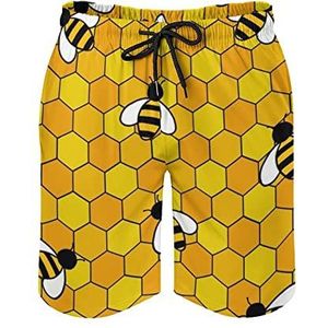 Honey Bees Zwembroek voor heren, bedrukte boardshorts, strandshorts, badmode, badpakken met zakken, L