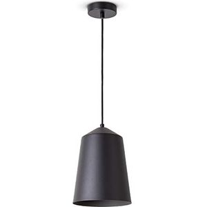 Paco Home Pendellamp Woonkamer Hanglamp Eettafel Keuken Lampenkap Lamp Industrieel Design Textielkabel E27, Soort lamp: Hanglamp - Zwart, Kleur:Grijs (?19.5 cm)