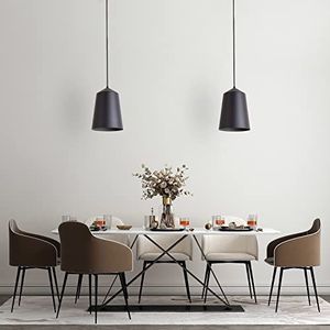 Paco Home Pendellamp Woonkamer Hanglamp Eettafel Keuken Lampenkap Lamp Industrieel Design Textielkabel E27, Soort lamp: Hanglamp - Zwart, Kleur:Grijs (?19.5 cm)