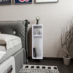 [en.casa] Wandrek Åmot hangend met 2 vakken wit zwevende plank met opbergruimte open nachtkastje slaapkamer 65x20x15 cm