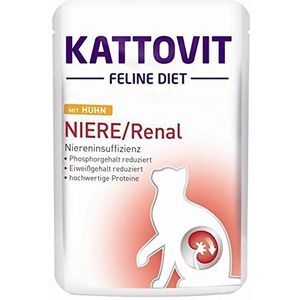 Kattovit Feline Diete Nier/Renal Rund; 24 x 85 g; volledig dieetvoer voor volwassen katten; ter ondersteuning van de nierfunctie; voor profylaxe van oxalaatsteen