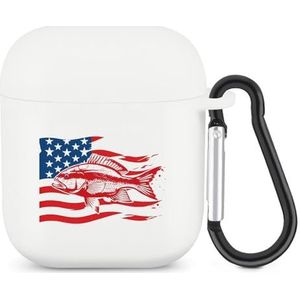 Amerikaanse Vlag Leuke Case Voor AirPods 2 & 1 Schokbestendige Beschermende Hoofdtelefoon Gevallen Cover Met Sleutelhanger Voor Mannen Vrouwen