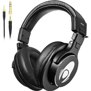 talomen Gesloten professionele studio-monitoring-hoofdtelefoon, bekabeld over-ear design met afneembare kabels, high-fidelity audio voor tracking, mixing, DJing en mastering, zwart, W50X