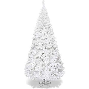 COSTWAY 150/180/210/240 cm kunstkerstboom, dennenboom met metalen standaard, kerstboom pvc-naalden, kunstboom, ideaal voor thuis, kantoor, winkels en hotels, wit (210 cm)