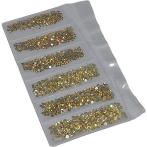 Glitter Crystal Nail Art Steentjes SS3-SS30 Plaksteen Clear Non Hot Fix Steentjes Lijm Op Nail Art Decoraties-Lichtgeel