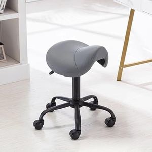 Behandelingskruk, (zadelstoel 16 7/8-20 7/8 inch in hoogte verstelbare zadelstoelen kruk, lendensteun spastoel leer, rollende ergonomische draaistoel voor winkel/thuis/kantoor (donkergrijs, zonder