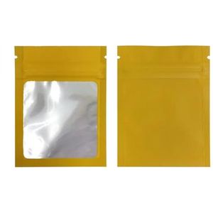 100 stuks platte folie afsluitbare zakken badzout cosmetische zak één zijde helder mini dikke mylar hersluitbare ziplock(Orange)