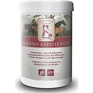 Mühldorfer Amino Efficiency, 750 g, bevordert de spieropbouw, bevat essentiële aminozuren, graanvrij, aanvullende voeding voor paarden en ponys
