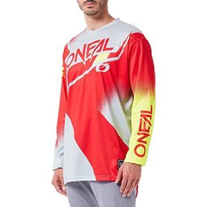 O'NEAL MX Enduro, motorcross-jersey lange mouwen, gevoerde elleboogbescherming, V-hals, ademend, Element Jersey, volwassenen, rood/wit/neongeel, XXL