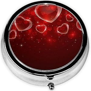 Rood Hart Gedrukt Pil Doos 3 Compartiment Geneeskunde Pil Case Leuke Geneeskunde Organizer Reizen Pillendoos Draagbare Pil Container Houder
