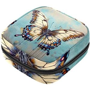 Grunge Vlinder Splash Maandverband Opbergtas Menstruatie Pad Tas Draagbare Menstruatie Cup Pouch met Rits voor Tiener Meisjes Vrouwen Dames