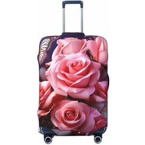NONHAI Reisbagagehoes, beschermer, roze en vlinders, roze kofferhoes, wasbare elastische kofferbeschermer, anti-kras kofferhoes, geschikt voor bagage van 18-32 inch, Zwart, L