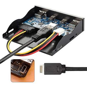 cablecc USB 3.1 Voorpaneel Header naar USB-C & USB 3.0 HUB 4 Poorten Voorpaneel Moederbord Kabel voor 3,5 ""Floppy Bay