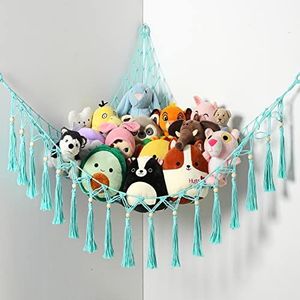 Decoratie Tiener Meisjes Kamer Knuffeldier Hangmat - Macramé Opbergnet Voor Speelgoed, 2 Etages | Boho Kinderkamer Decor Bedroom Accessories