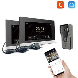 Walkie-talkie, 1080P video-intercomsysteem, draadloze intelligente videodeurbel for thuis, één oproeppaneel + twee schermen(H-R6-P356B-2M503BA-B)
