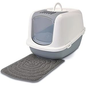 Savic Marbet Design Kattentoilet Nestor Jumbo wit-grijs voor grote kattenrassen incl. mat