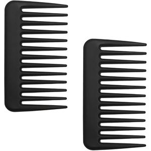 Mini brede tandenkam, kleine reisportemonnee, ontwarrende kam baard kam zakkam voor krullend golvend nat droog haar, draagbare verzorgingskam douchekam reiskam stylingkam voor mannen en vrouwen (zwart