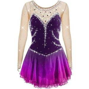 Nnnydjy Schaatsjurk Voor Meisjes Voor Kunstschaatsen Turnpakje Voor Dames Voor Ritmische Gymnastiek En Dans Glanzende Kristallen Wedstrijdkleding Voor Rolschaatsen En Kunstschaatsen,C,11_13Years