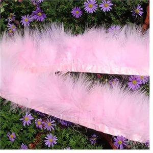 Pluche stof 1 meter 8-10 cm veren trim veer trim franje lint veren voor ambachten carnaval bruiloft feest decoratie Shaggy imitatiebont (kleur: roze)