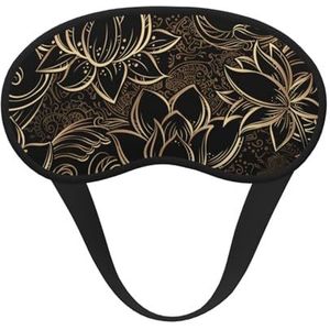 FZGGWYHL Boho Gold Lotus Bloemen Gedrukt Verduisterend Slaap Masker Aid Oogmasker Reizen Slaap Oogmasker