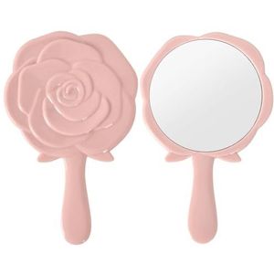 Disnace Handmake-upspiegel, handspiegel met handvat, roze make-upspiegel, kleine handspiegel voor scheren, cosmetische reisspiegel, draagbare make-upspiegel voor dagelijkse make-up, reizen (roze)