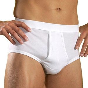 HERMKO 3240 Heren slip met gulp onderbroek van 100% biologisch fijnrib katoen in vele kleuren tot maat 14, Größe Herren:6 (L), Farbe:weiß