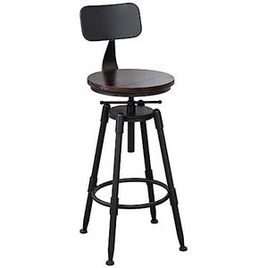 Barkruk Barstoelen Industriële Barkruk Hout Metaal Barkruk Verstelbare Hoogte Draaibare Teller Hoogte Bar Stoel Met Rugleuning Barkrukken Keukenstoelen (Color : B)