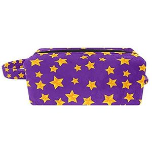 Opknoping cosmetische tas, gouden sterren patroon met paarse achtergrond toilettas voor vrouwen heren meisjes kinderen, draagbare make-up kleine tas, 8,2 x 3,1 x 3,5 inch, Multi kleuren 01, 8.2x3.1x3.5 in/21x8x9 cm,