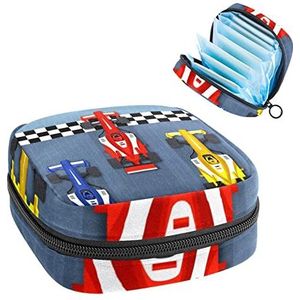 Maandverband Opbergtas, Menstruatie Cup Pouch Tampon Bag, Periode Pads Houder Organizer voor Vrouwen Meisjes, Racing Car
