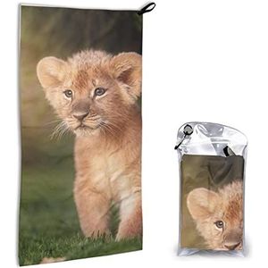 LAMAME Art Lion bedrukte sneldrogende handdoek draagbare microvezel badhanddoek lichtgewicht strandlaken
