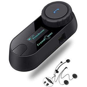 Motorhelm Bluetooth Headset T-COM SC 1 Pack, 2-weg 800M Universele Koppeling BT5.0 Intercom Communicatie Systeem Kit voor Motorfiets, Interphone met LCD-scherm/Muziek Delen/FM/Siri/IP65/2 in1 mic