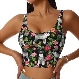 Schnauzer Print Casual Wear Vrouwen Sport Vest Yoga Vest Workout Vest Voor Vrouwen Lichtgewicht Trendy, Zwart, S