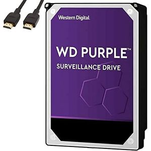 Western Digital - WD 8TB paarse surveillance interne harde schijf - 7200 RPM-klasse, SATA 6 Gb/s, 256 MB cache, 3,5 "", crypto Chia mijnbouw - WD82PURZ - BROAGE HDMI-kabel