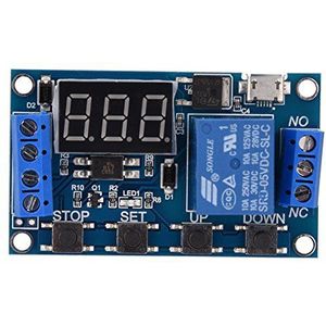 Akozon Timer-relaismodule DC 6 V ~ 30 V trigger vertraging on/off cyclus timer relay switch module LED-display micro USB 5V Trigger Delay Digital LED Board van optische koppelrelais module