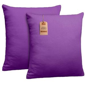 NatureMark 2-pack jersey kussensloop kussenslopen zijslaper nekkussen vele maten en kleuren OEKO-TEX (40 x 40 cm, paars)