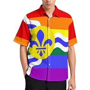 St. Louis Gay Pride vlag Hawaiiaans shirt voor mannen zomer strand casual korte mouw button down shirts met zak