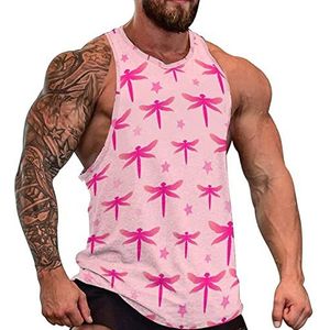 Pink Dragonflies heren tanktop mouwloos T-shirt pullover gym shirts workout zomer T-shirt