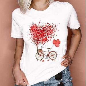 Hart bloem print dames T-shirt vrouwen casual NO-kraag wit shirt zomer paascadeaus voor vrouwen topcadeaus top dames elegant T-shirt dames sportshirts voor dames T-shirt dames