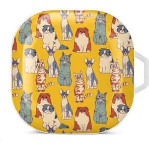 Mooie katten oordopjes hoesje compatibel met Samsung hard shell beschermhoes wit stijl