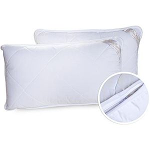 Merino Wool Set van twee kussens 45 x 75 cm kwaliteit, hypoallergene temperatuurregulerende natuurlijke wol gevuld bed kussen, standaard kussens 19"" x 29