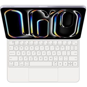 GUPENAA Toetsenbordhoes voor iPad Pro 11'' (M4) 2024, Magische Zwevende Cantileverstandaard, 7 Kleuren Achtergrondverlichting, Ingebouwd trackpad,Wit,Korean