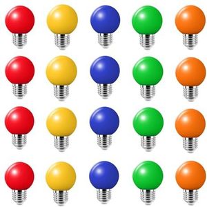 Jiotouhu - Gekleurde Lampen - LED - E27 - 2W - 20 Pack - Gemengde Kleuren