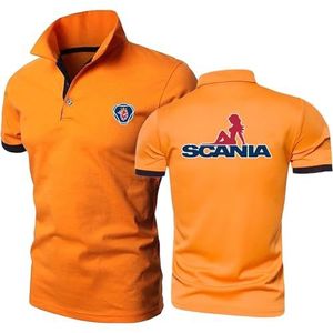 Poloshirts Voor Heren Trainingspak Voor Scania Trainings-T-shirts Met Contrasterende Kleuren Effen Knopen Korte Mouwen T-shirt Met Zachte Kraag Kleding-Orange||M