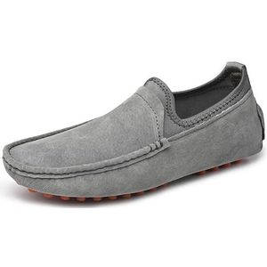 Loafers for heren Suede Vamp Schort Teen Rijstijl Loafer Antislip Flexibel Lichtgewicht Party Slip On (Color : Grey, Size : 42 EU)