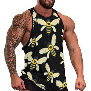 Bees Tanktop voor heren, mouwloos T-shirt, pullover, gymshirt, work-out, zomer, T-shirt