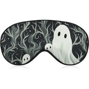 Geestoogmasker met wit patroon voor dames en heren, ademend en verstelbaar oogmasker, ultrazacht slaapmasker, lichtgewicht reisblinddoek voor vliegtuig, dutje, nachtslapen