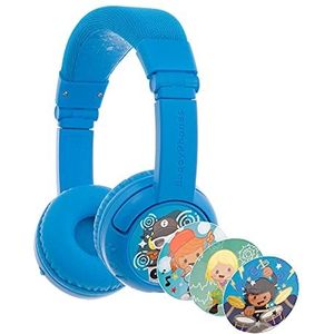 BuddyPhones Play +, draadloze Bluetooth-volumebeperking Kinderen Hoofdtelefoon, 20-uur Levensduur batterij, 3 Volume-instellingen, blauw