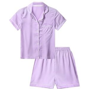 Meisjes - Satijnen Korte Pyjama Set - Paars
